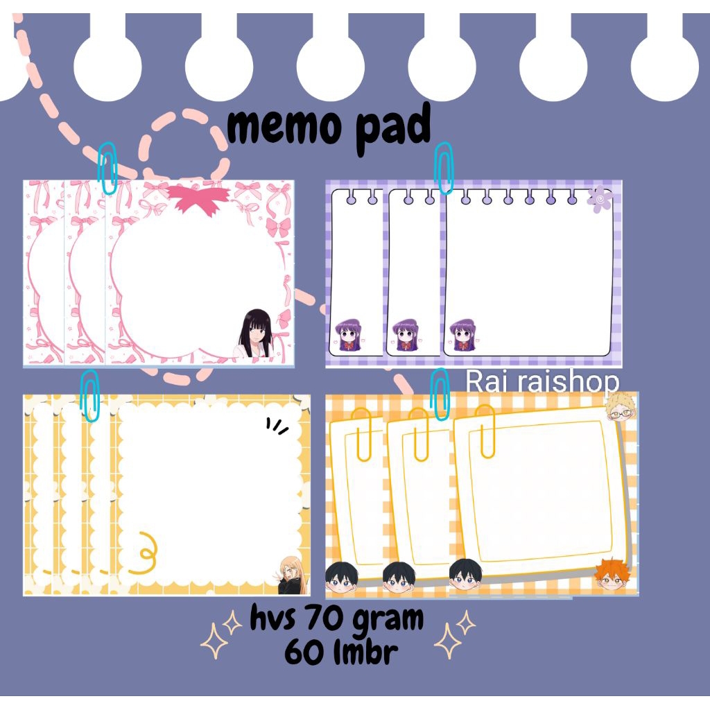 

Memo pad Note pad anime Cute