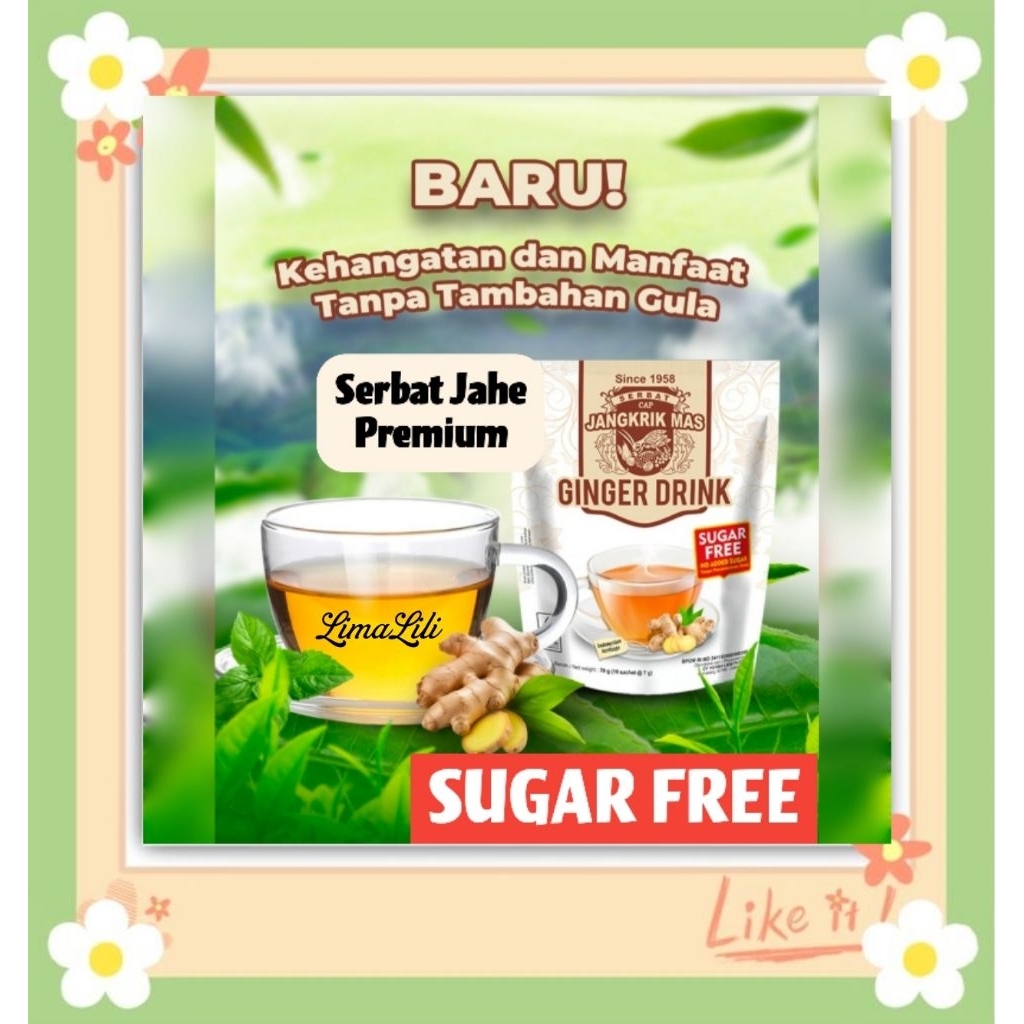 

Serbat Jahe Ginger Drink cap Jangkrik Mas Sugar Free Minuman Wedang Jahe Bebas Gula