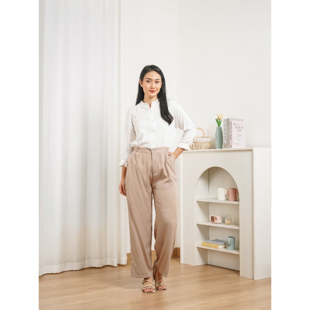 Fast Talita One Set - One Set Wanita Kemeja Panjang dan Celana Highwaist Panjang