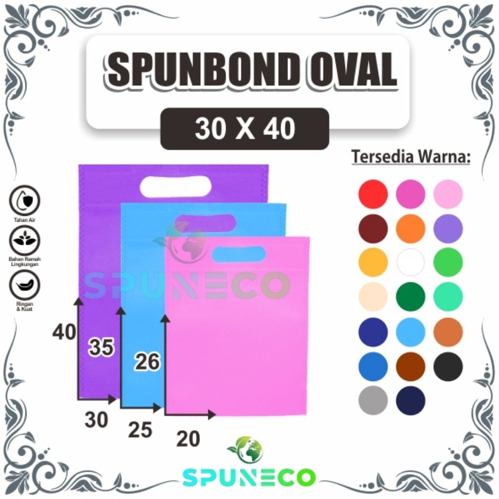 

TAS SPUNBOND 30X40 OVAL PER KODI ( ISI =20PCS) GOODIEBAG TAS KAIN
