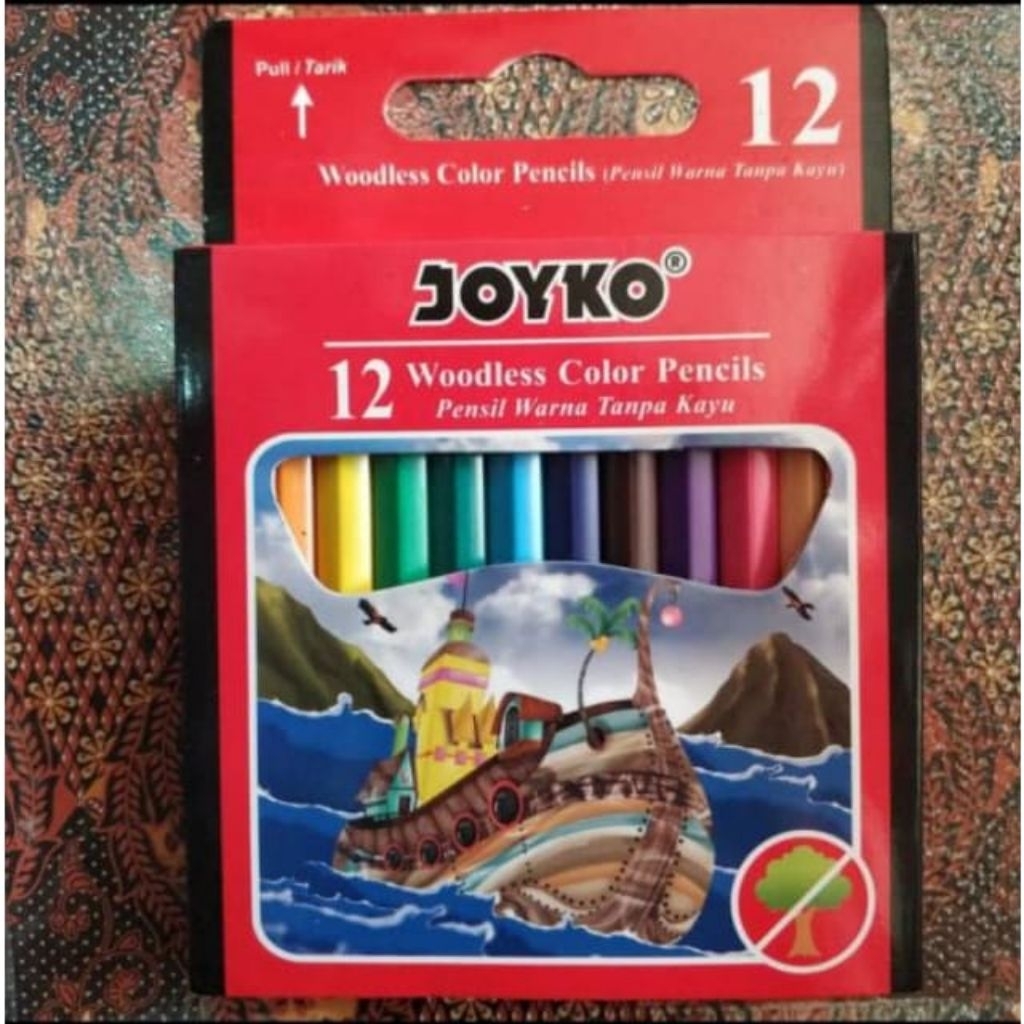 

Pensil Warna Joyko 12 Warna Pendek Woodless Tanpa Kayu
