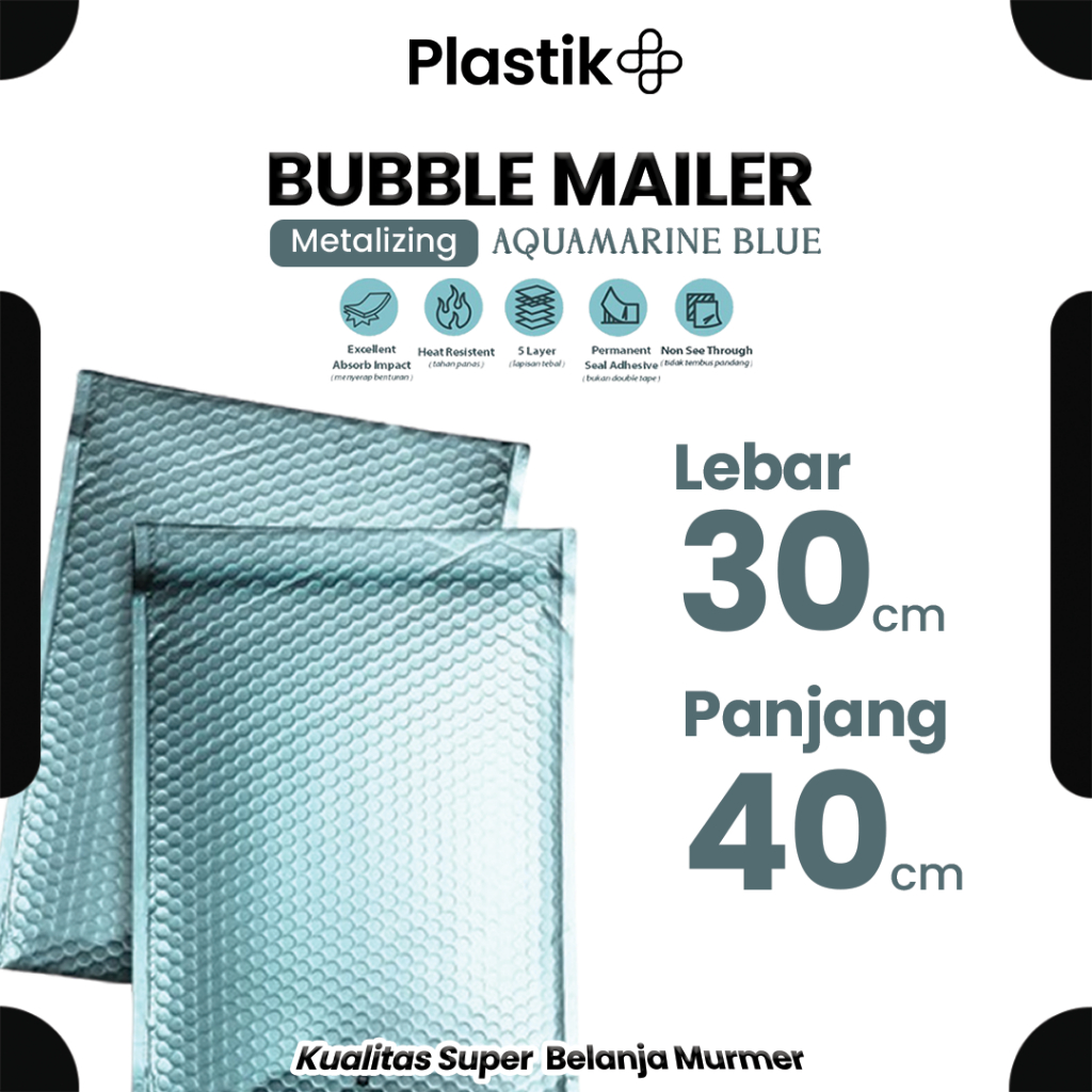 

AMPLOP BUBBLE MURAH|BUBBLE MAILER|BUBBLE PACKING LIGHT BLUE METAL 30X40