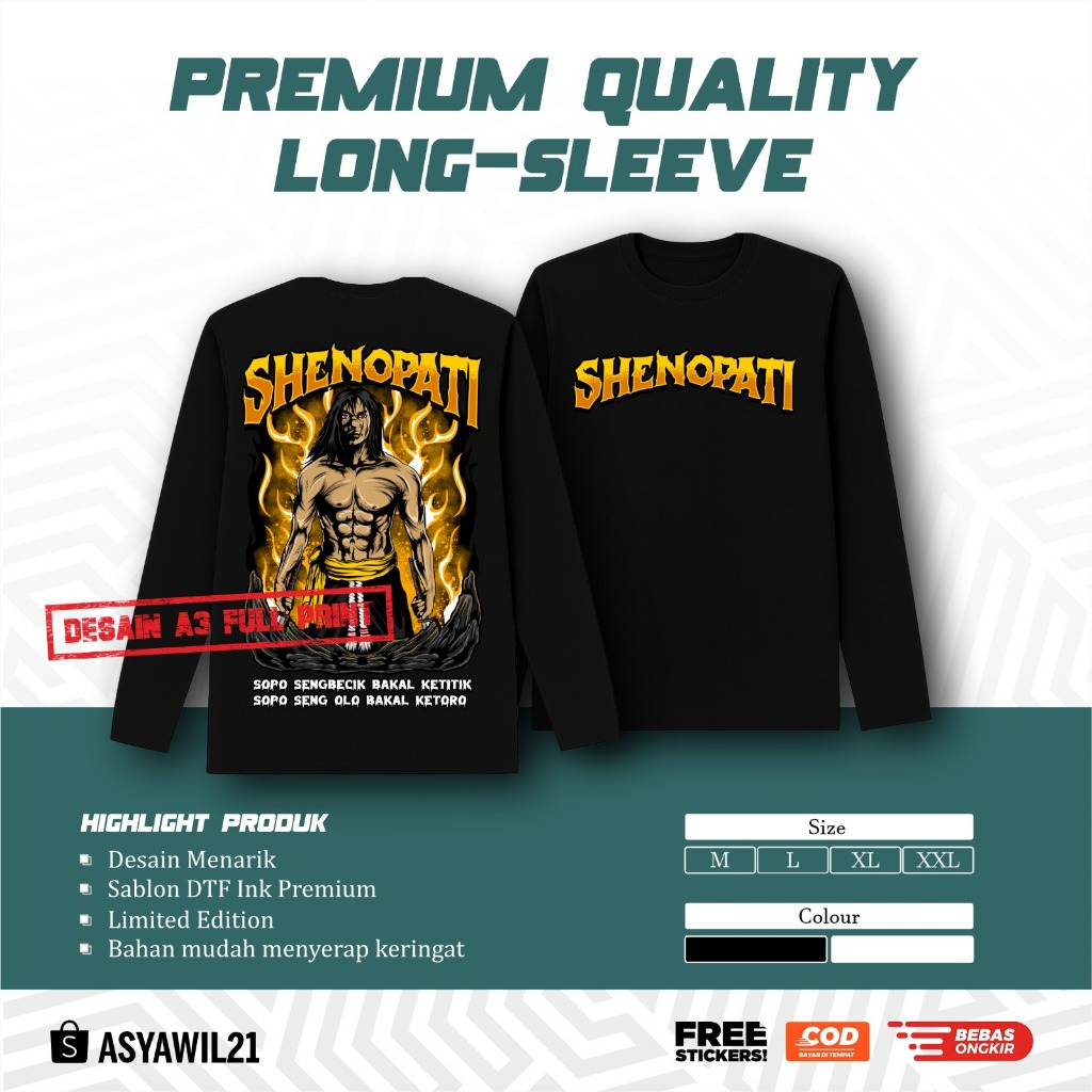 KAOS LENGAN PANJANG PSHW SHENOPATI SOPO SENG BECIK BAKAL KETITIK  T-SHIRT LONGSLEEVE PSHW - KAOS LEN