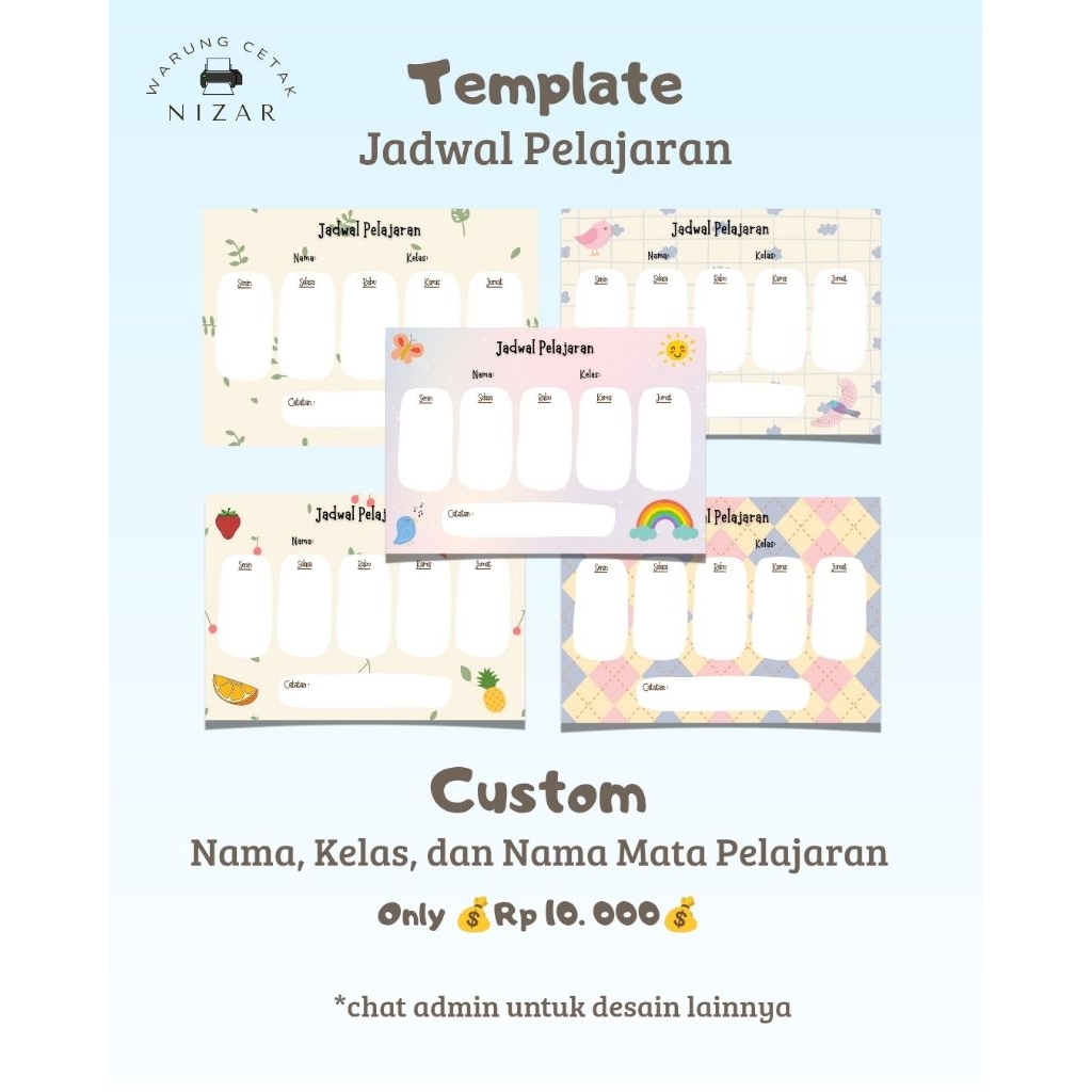 

Jadwal Pelajaran Sekolah Custom – Tahan Air, Bisa Tulis Hapus – Warung Cetak Nizar Manado Gorontalo