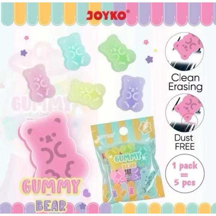 

( 6 TUBE ) Penghapus Eraser Joyko ERT-136 Gummy Bear 1 TUBE ISI 5 BIJI