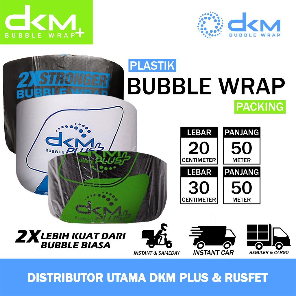 

Plastik Bubble Wrap DKM Potongan 30cm 40cm 20cm x Panjang 50meter Warna Putih Bening & Hitam