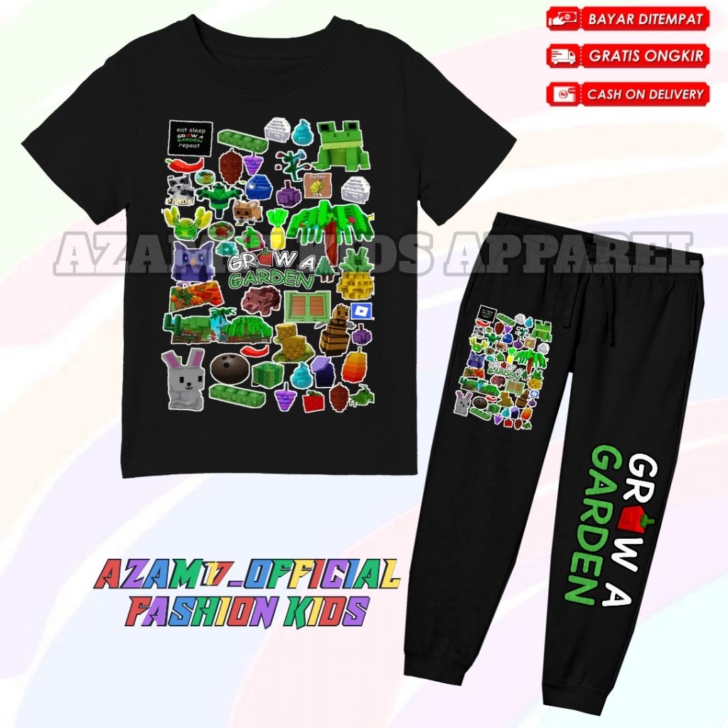 Setelan Kaos Celana Jogger Anak Grow Garden Roblox All Karakter Free Nama / Setelan Kaos Joger Anak 