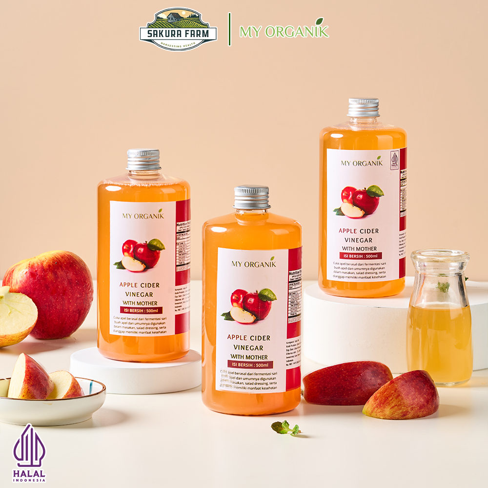 

My Organik Cuka Apel With Mother 500ml x3 Organik Ori Apple Cider Vinegar Premium untuk Diet Detoks