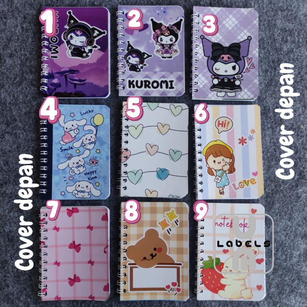 

Notebook Ring Motif/Buku Catatan Memo Ring/Buku Tulis Ring/Spiral Notebook Kuromi