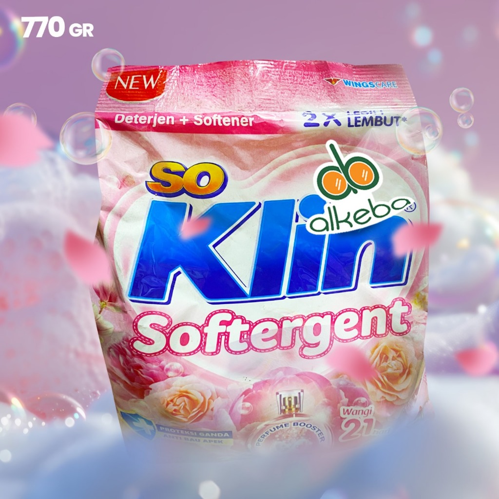 So Klin Softergent Deterjen + Softener Pelembut 770Gr