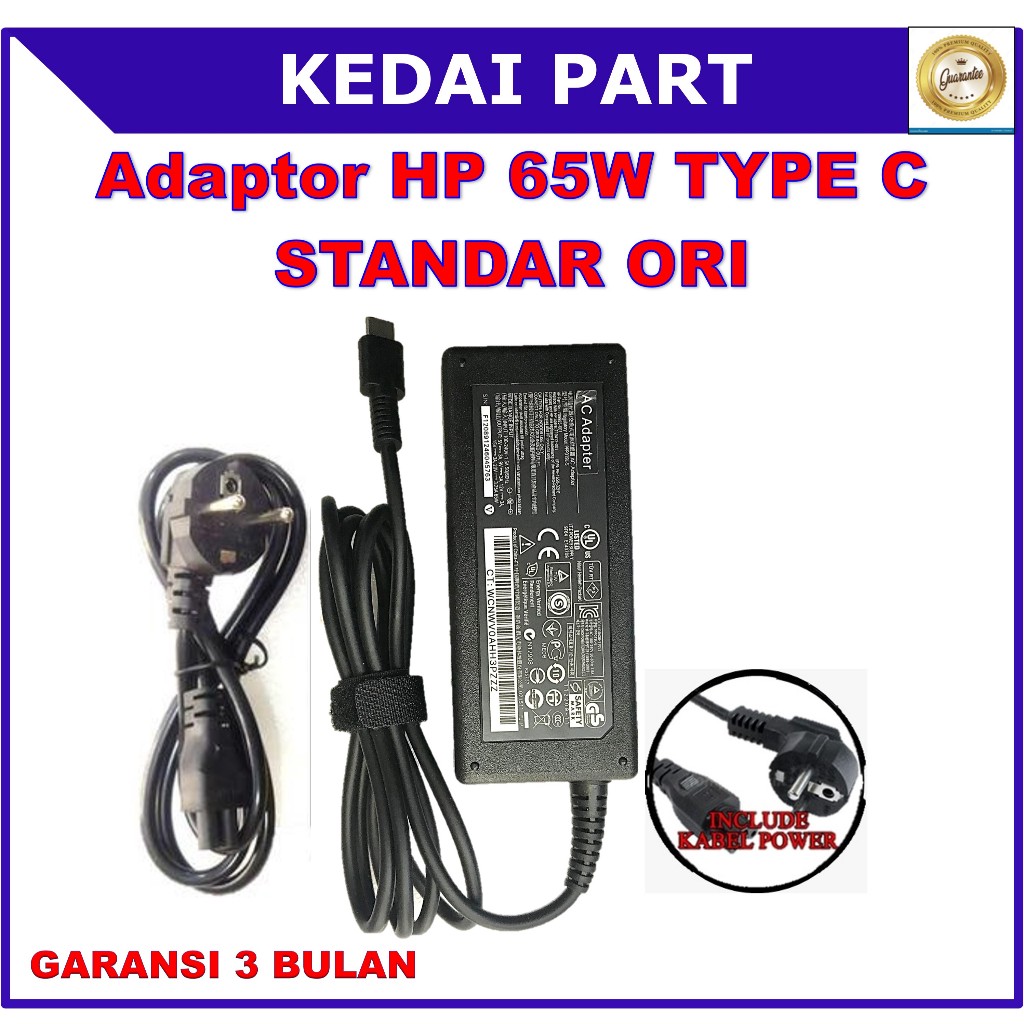 Adaptor Charger Original HP Spectre X360 65W USB Type C
