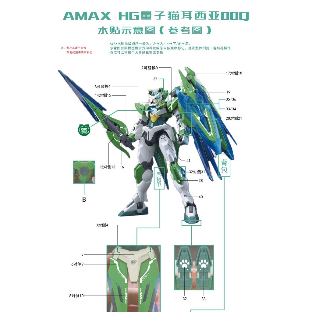Water Slide Decal HG Gundam 00 Shia Qant / 00 Qan[T] by AMAX