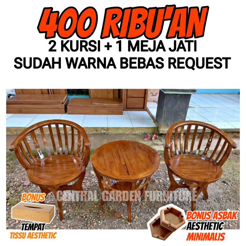 Set Teras Mangkok Jati Termurah Kursi Teras Aesthetic Meja Teras Minimalis