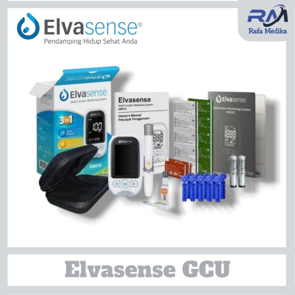 Alat  Elvasense  GCU Alat Cek Gula Darah  3in1 Elvasense