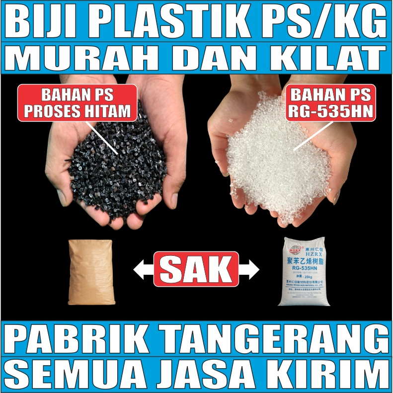 Biji Plastik PS Polistirena Polystyrene Bening Alot Kuat Murah n Proses
