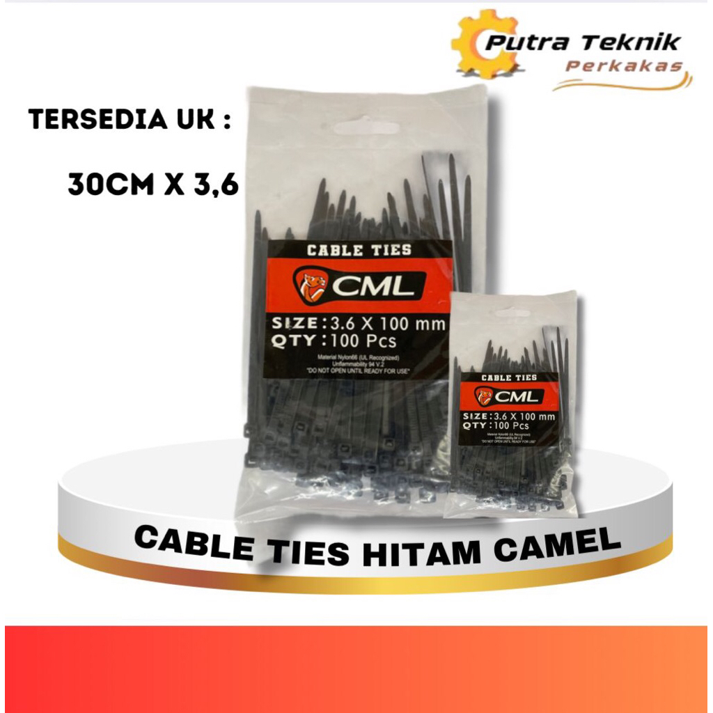 

CABLE TIES/ KABEL TIES WARNA HITAM UK.30CM x 3,6 isi 100 PCS (102400040)