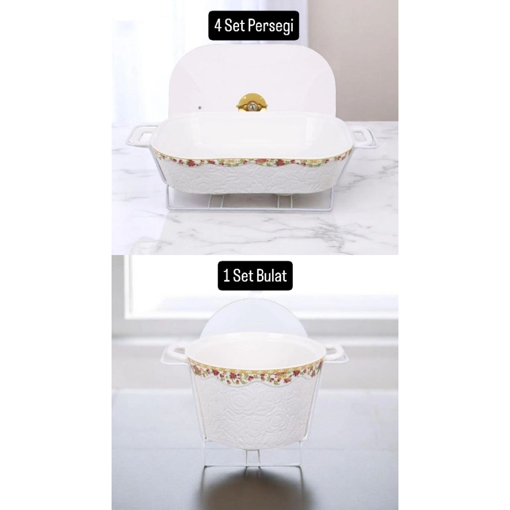 Prasmanan Vicenza Keramik Marbel Set 5 Buah Motif Emboss Melati