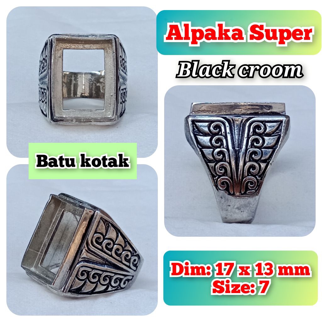 emban batu akik dan permata alpaka super ukir model kotak.17