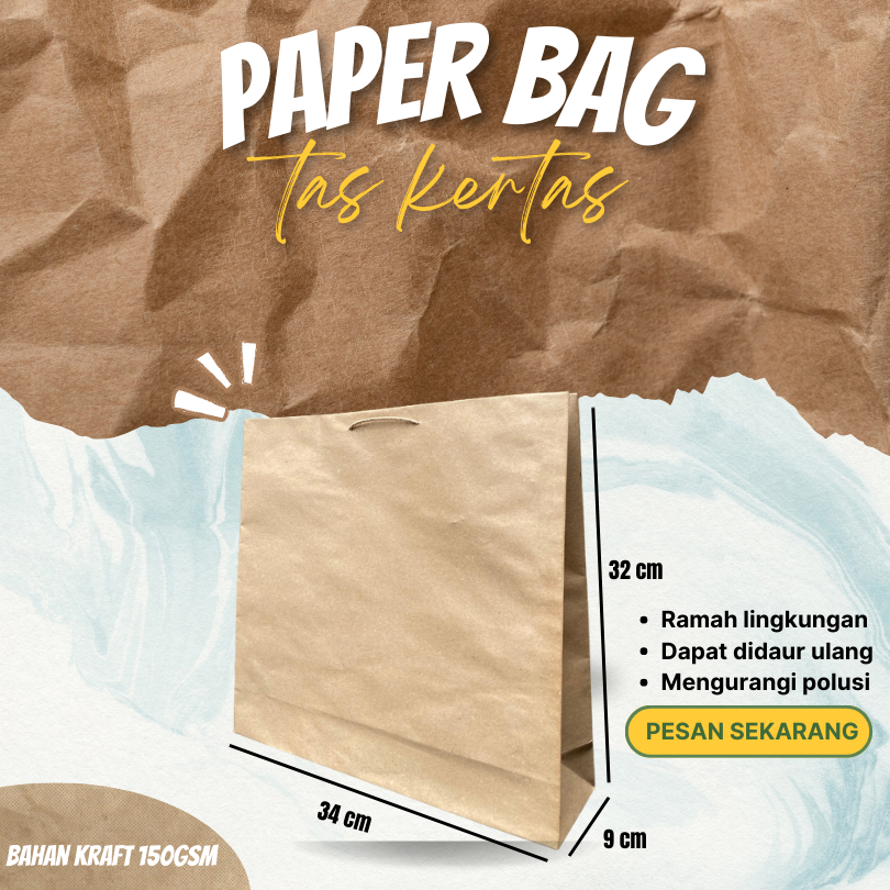 

Paper Bag / Tas Kertas / Go Green Bag Ukuran 34 x 9 x 32CM