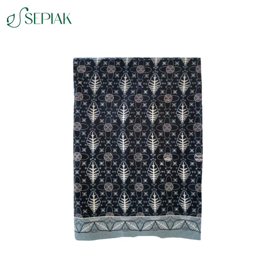 SEPIAK BELITONG BATIK CETAK DAUN SIMPOR SEJAJAR HITAM PUTIH/ KAIN OLEH OLEH PULAU BELITONG