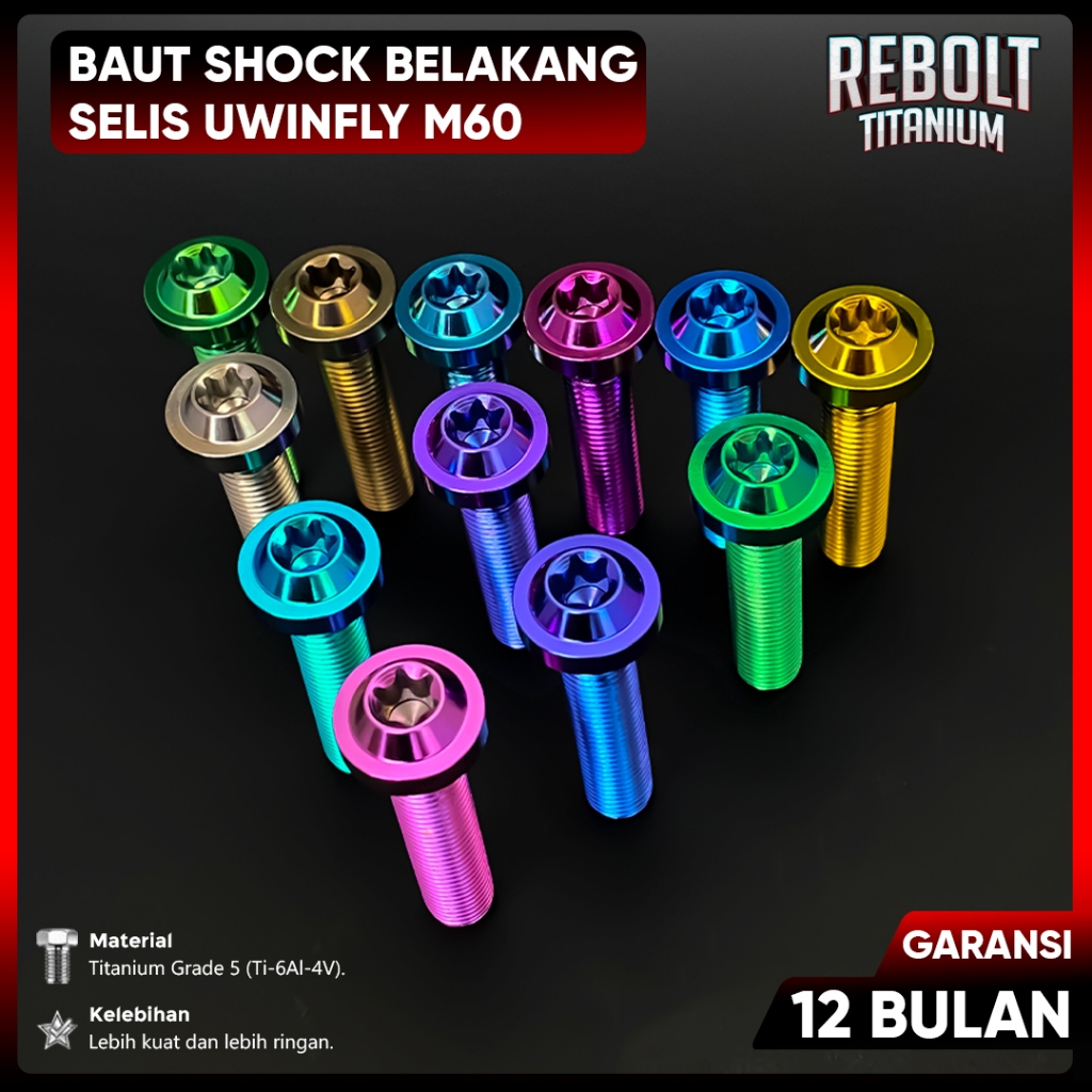 Baut Probolt Titanium Sok Shock Belakang Sepeda Listrik Uwinfly M60 Grade 5 REBOLT Titanium