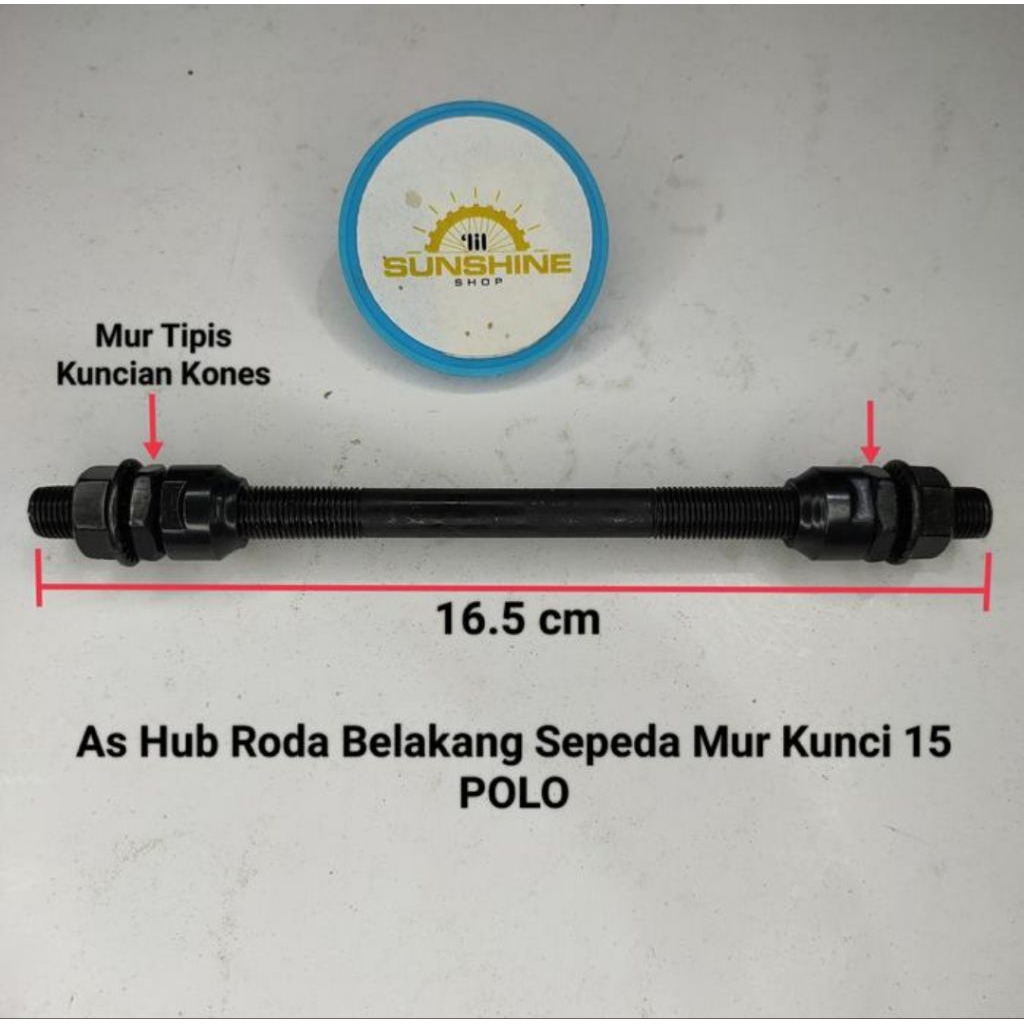 As Hub Bos Roda Belakang Single Speed 165mm x 9.3mm Sepeda Anak Onthel BMX POLO Black