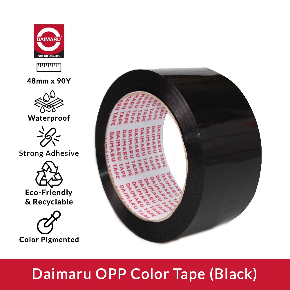 

Daimaru OPP Tape Hitam 48mm x 90 Yard Lakban Plastik Hitam Super Black Waterproof Strong Adhesive Eco Friendly Recyclable
