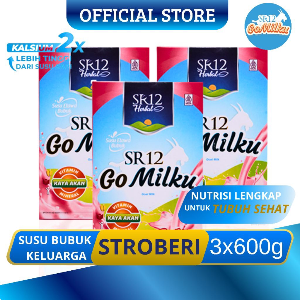 

Go Milku SR12 Susu Kambing Etawa Rasa Stroberi 600gr - 3 Box