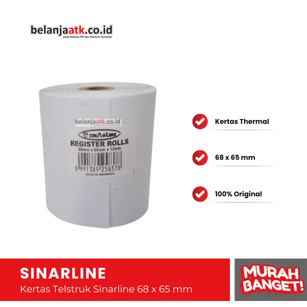 

Kertas Telstruk Sinarline 68 x 65 mm / Kertas Termal / Thermal