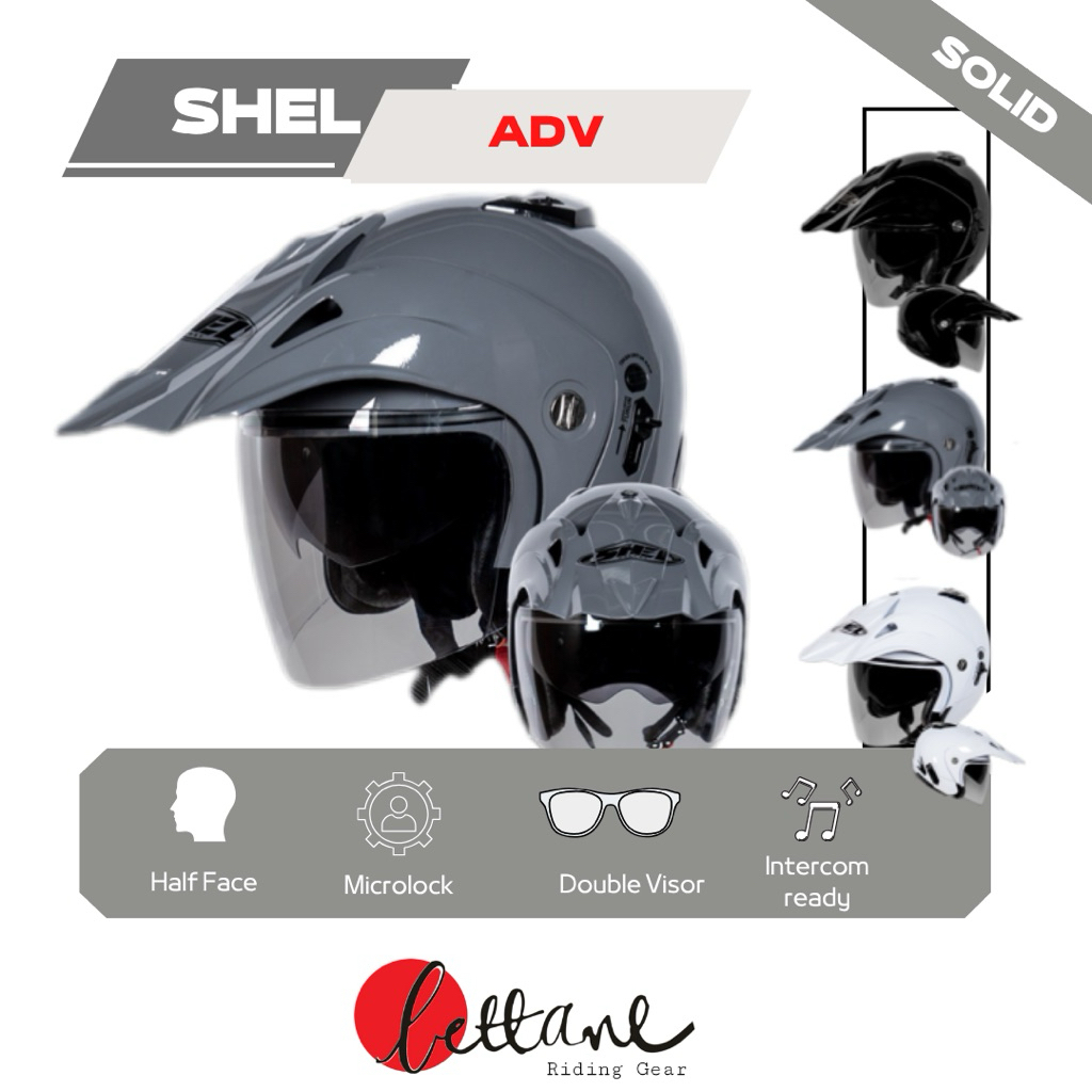 Helm SHEL ADV 150 Solid Helm Half Face Double Visor Helm Semi Cross Helm ADV