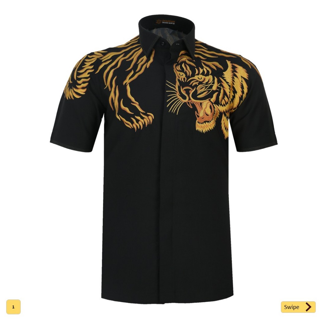 kemeja Safari Bordir Premium Harimau
