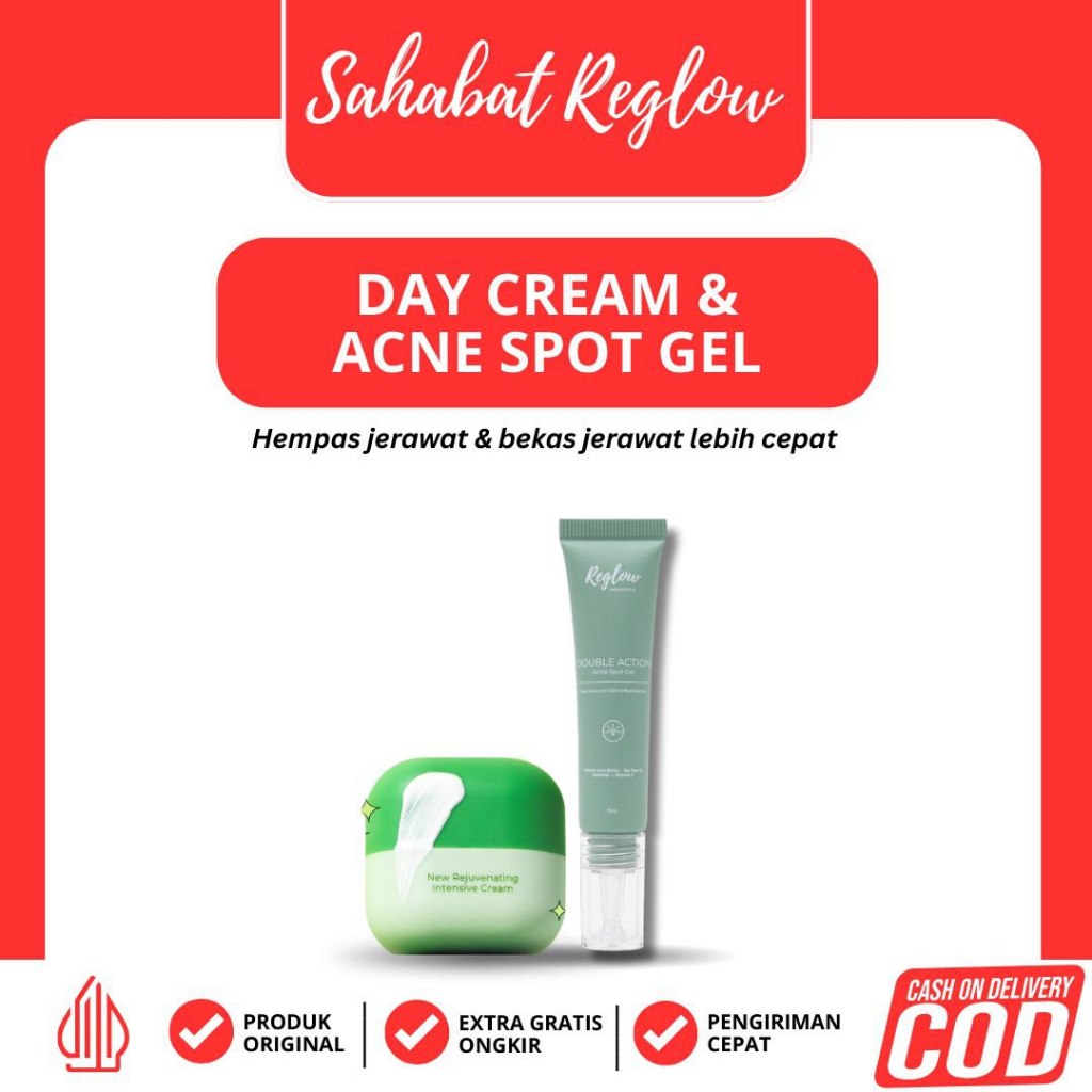 REGLOW DAY CREAM & ACNE SPOT GEL - Hempas jerawat & bekas jerawat lebih cepat