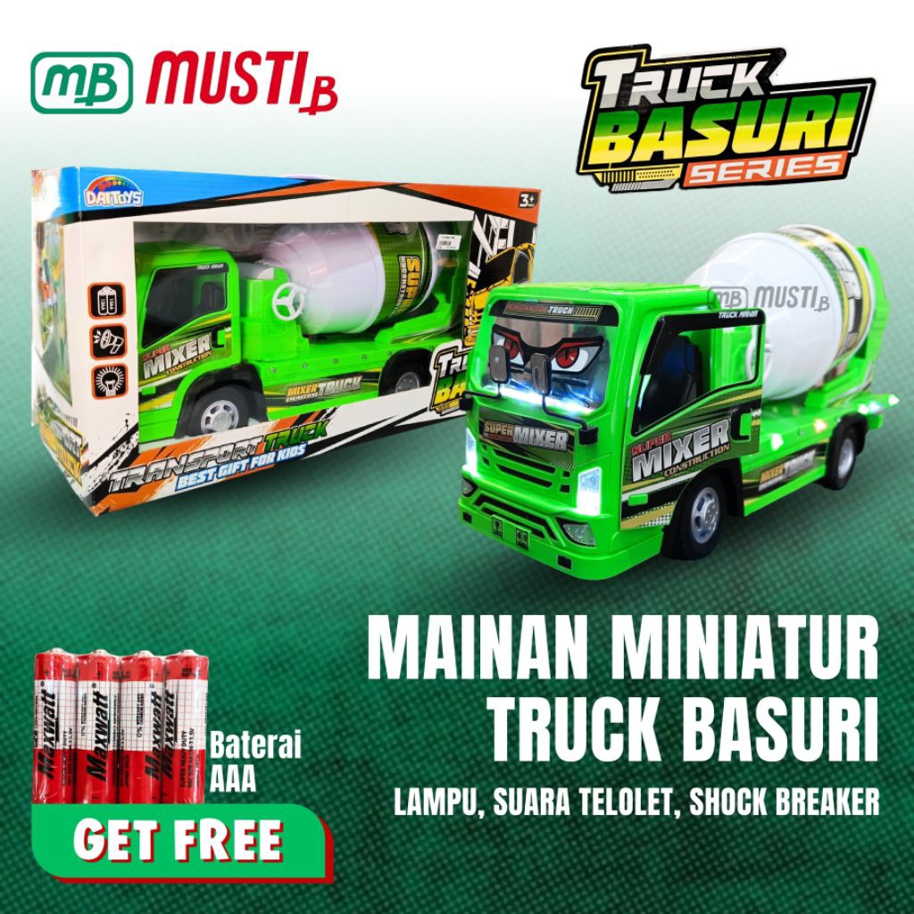 Mainan Miniatur Truck Oleng Basuri Telolet Viral Ban Karet Pintu Bisa Dibuka