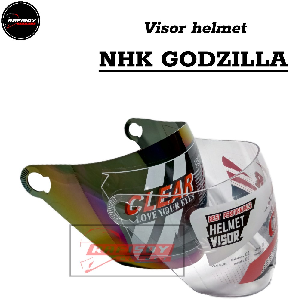 Visor helm NHK GODZILLA | kaca helm nhk godzilla gozilla warna silver pelangi hitam smock bening