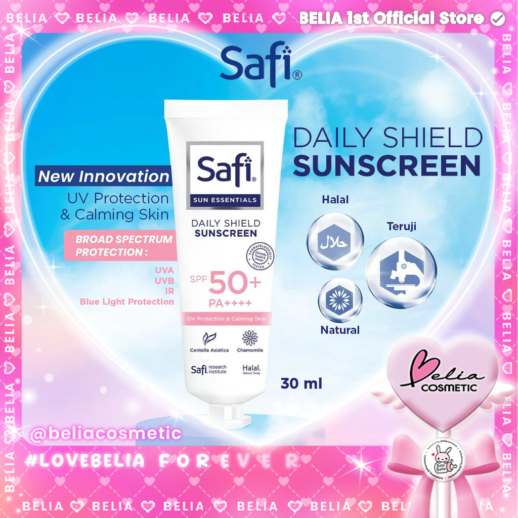 ❤ BELIA ❤ SAFI Sun Essentials Daily Shield Sunscreen SPF 50+ PA ++++ 30 ml | formula ringan