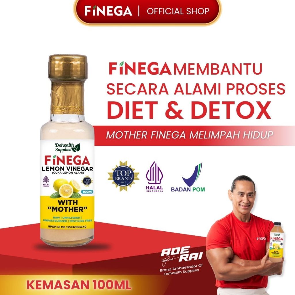 

Dehealth Supplies FINEGA CUKA LEMON 100ml (Botol Kaca)