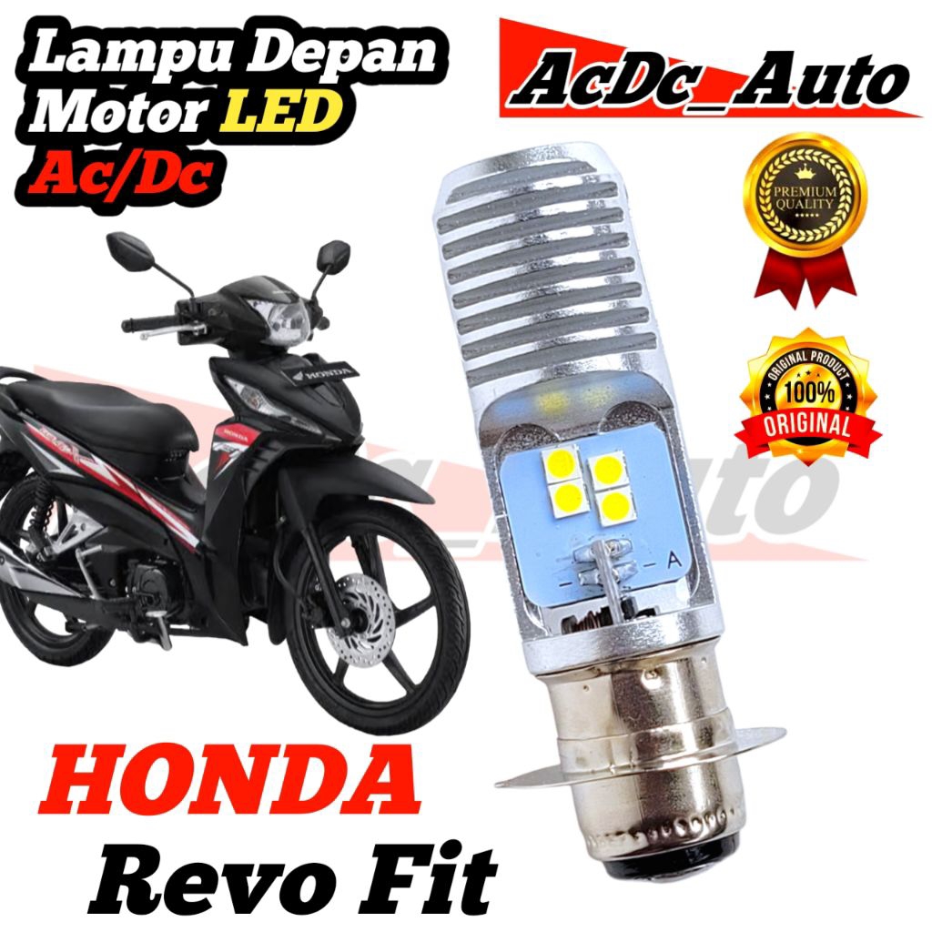 Lampu Depan Motor Honda Revo Fit LED Putih Ac/Dc Pengganti Dop/Bohlam Standart WrT19