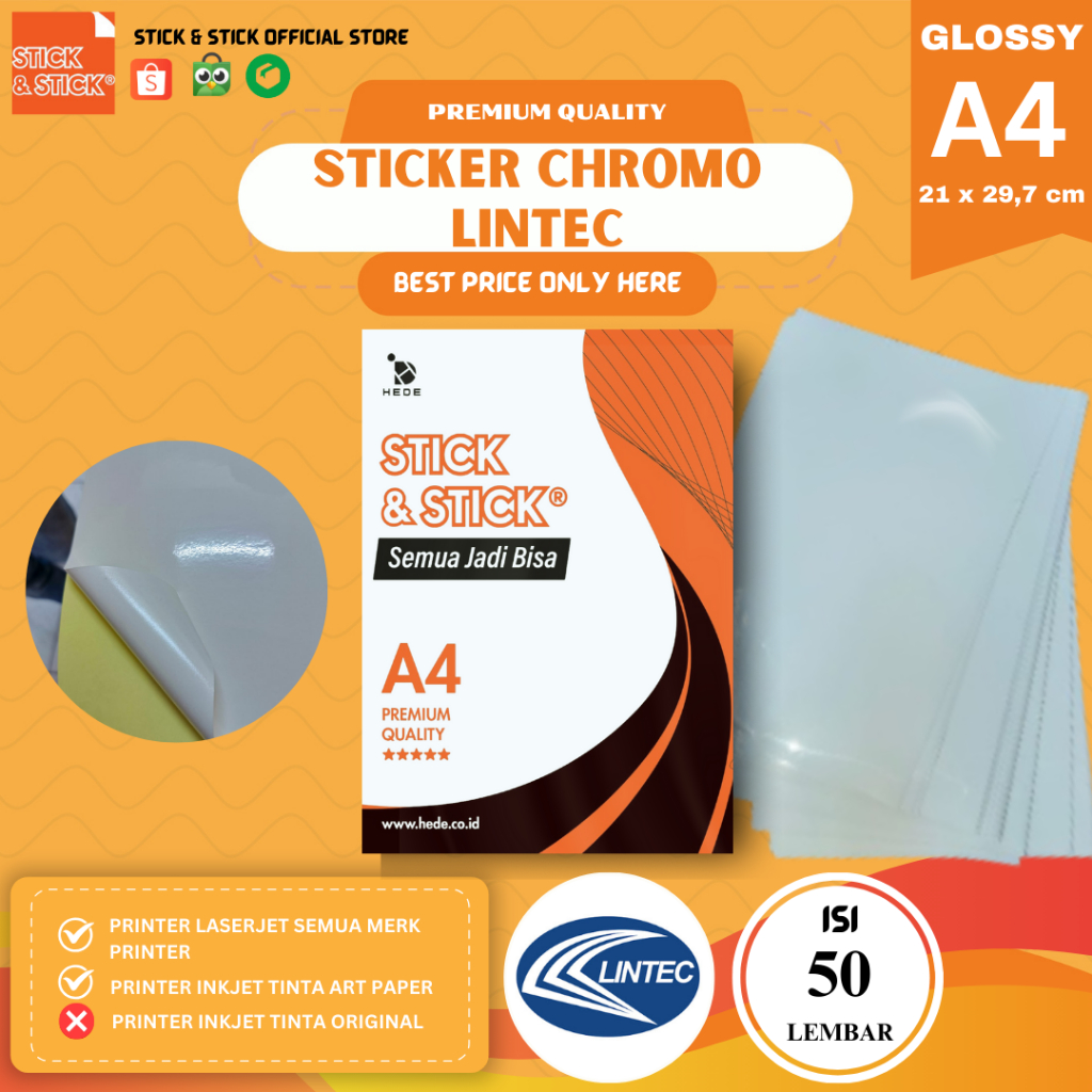 

TERMURAH!! Sticker CHROMO Glossy A4 Isi 50 Lembar / Label Produk, Stiker Glossy, Label Pengiriman