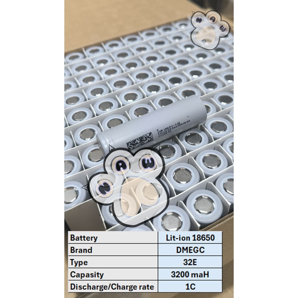 Battery Lithium Ion 18650 DMEGC 32E 3200mAH