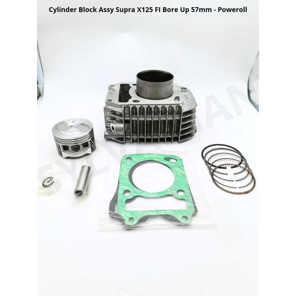CYLINDER BLOCK ASSY / BLOK SEHER KOMPLIT SUPRA X125 FI BORE UP 57mm - POWEROLL