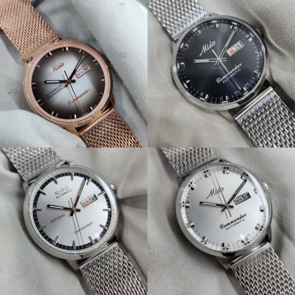 Jam tangan mido commander mesh rope daydate automatic