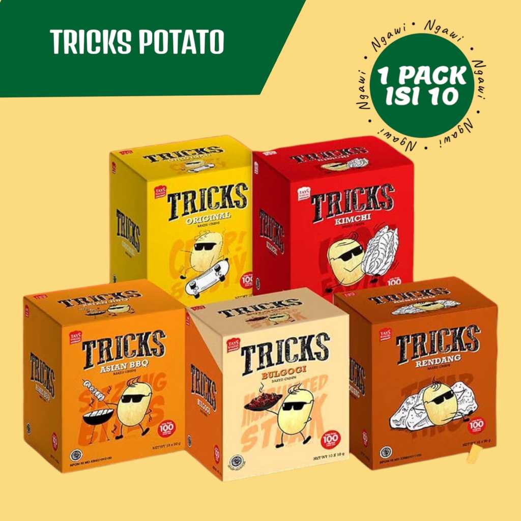 

TRICKS BISKUIT KENTANG 120 GR ( 1 BOX ISI 10 PCS), TRICKS POTATO
