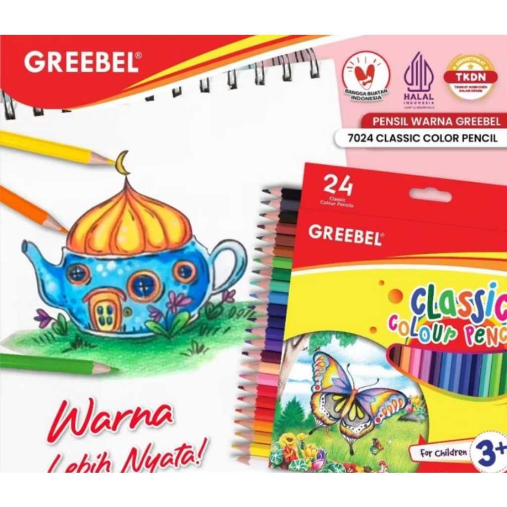 

GREEBEL Pensil Warna 24 Warna Panjang / Classic Color Pencils (7024)