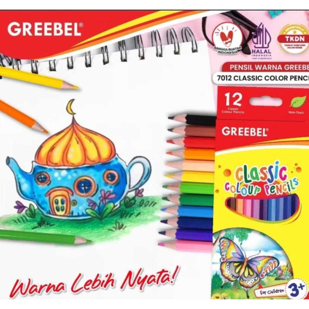 

GREEBEL Pensil Warna Classic Color Pencils 12 Warna 3012