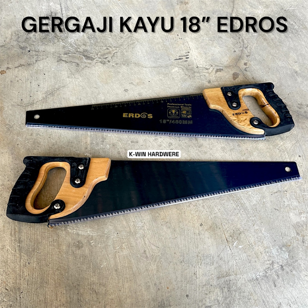 Gergaji Kayu Tangan Edros 18 inch Gagang Karet Graji Kayu Tajam 18" Original