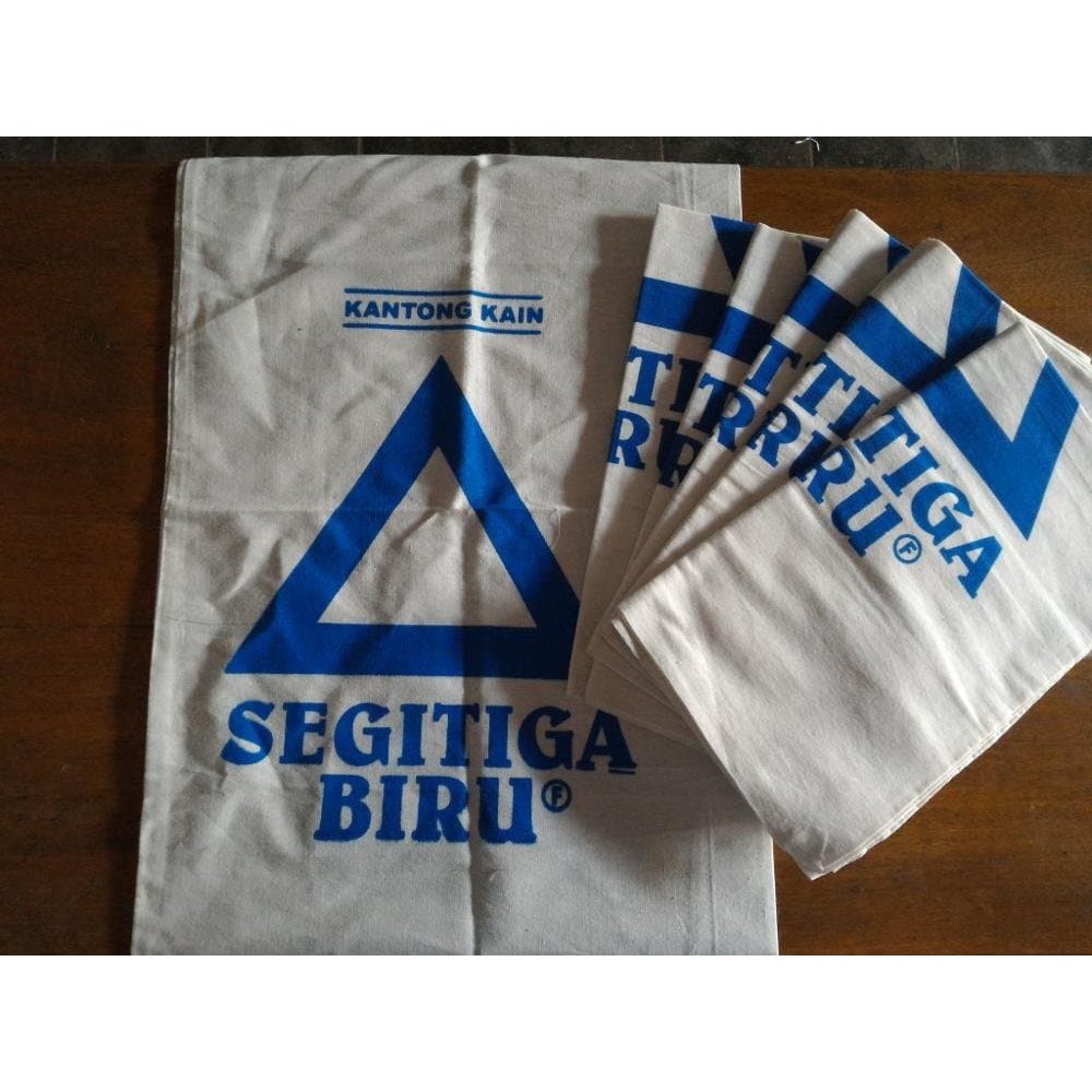 ⚡READY⚡ Karung Kain Gandum Segitiga Biru / Karung Gandum Segitiga Biru /Kantong Kain Segitiga Biru (