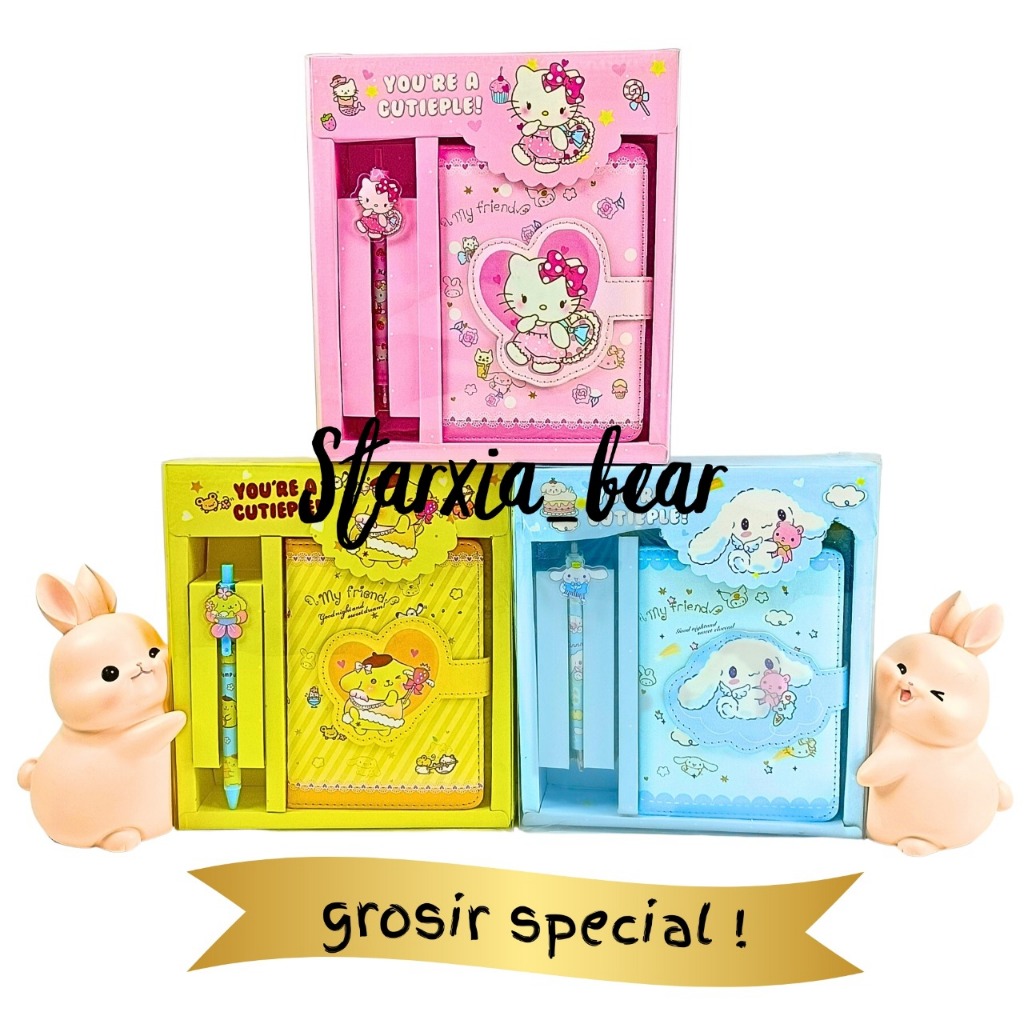 

Paket Buku Diary + Pulpen/Notes Aesthetic/Diary Set/Notebook Purin and Kitty Cat (CIA 2612)