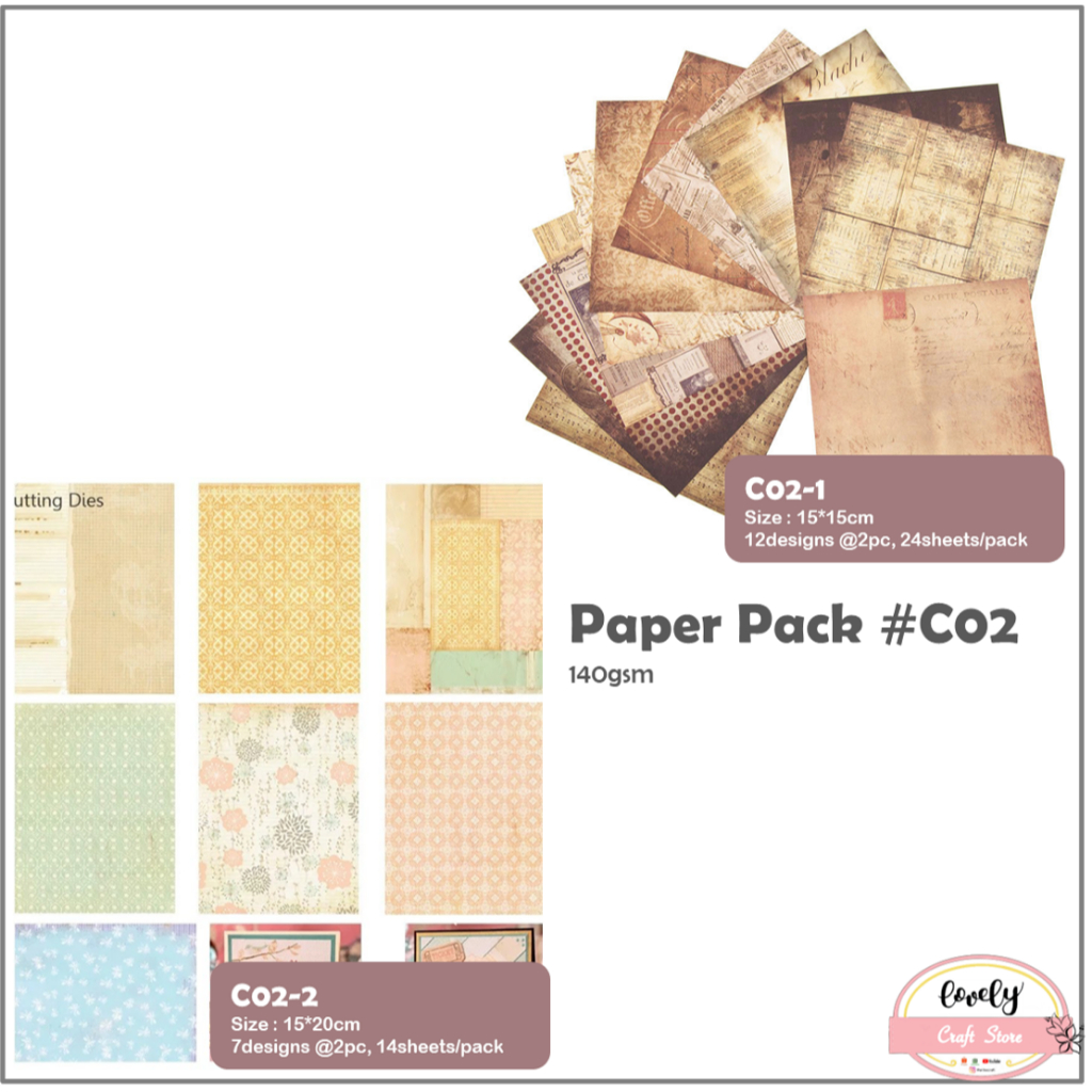 

LovelyCraftStore | C02 14sheets/pack or 24sheets/pack Scrapbook paper pack ~ kertas bujo kertas jurnal fancy paper origami journaling kit 140gsm scrapbook embelishments journal paper bullet journal Art Paper Deco Paper