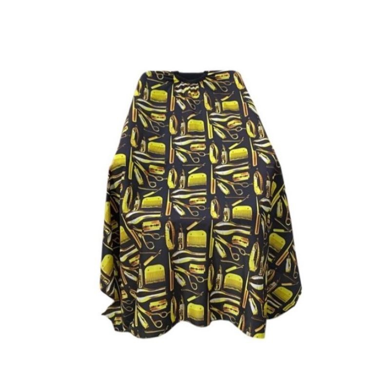 Jubah Cape Sarung Kain Kip Kep Potong Rambut MOTIF GOLD BARBER Salon Barbershop Pangkas Rambut