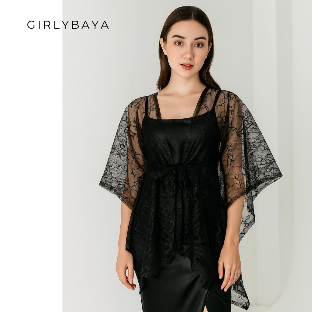 [Paket 5in1] GIRLYBAYA Baju Kondangan Wanita Kekinian One Set Hijab Non Hijab Kebaya Modern Outer Br